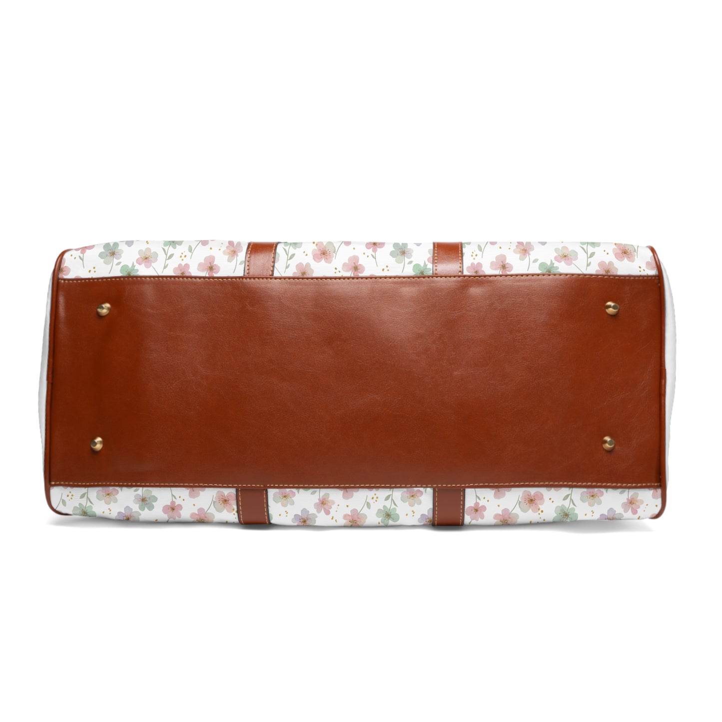 Floral Waterproof Travel Bag — Lightweight Duffle with Pink & Green Blossom Print