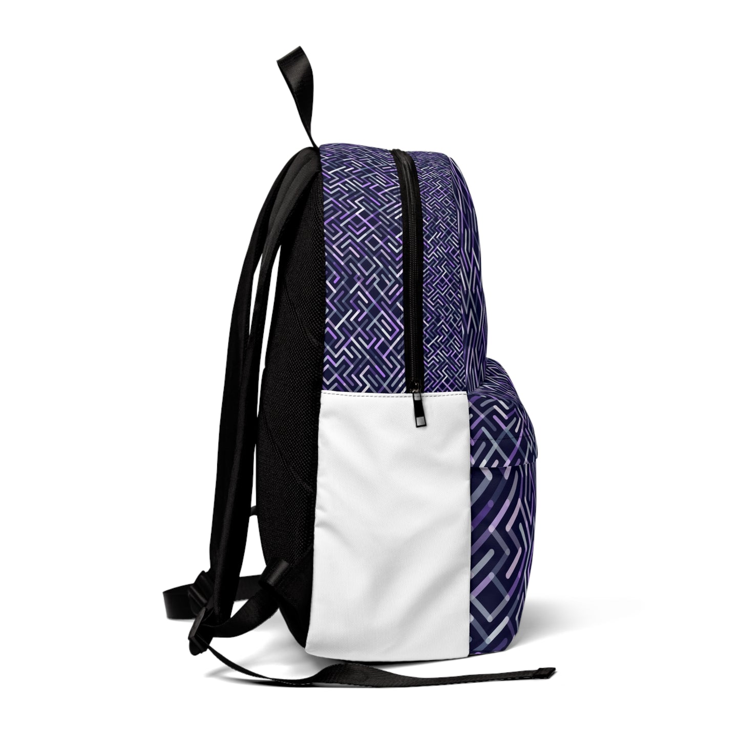Geometric Purple Maze Backpack — Modern Patterned Daypack