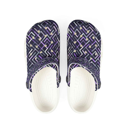Geometric Purple EVA Foam Clogs — Lightweight Slip-On Garden Shoes