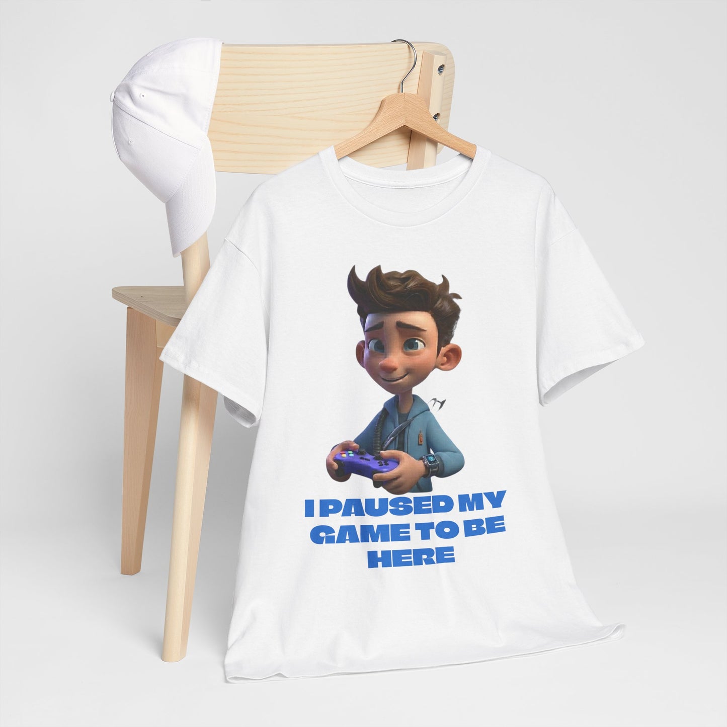 T-shirt enfant Gamer – T-shirt imprimé "J'ai mis mon jeu en pause pour être ici"