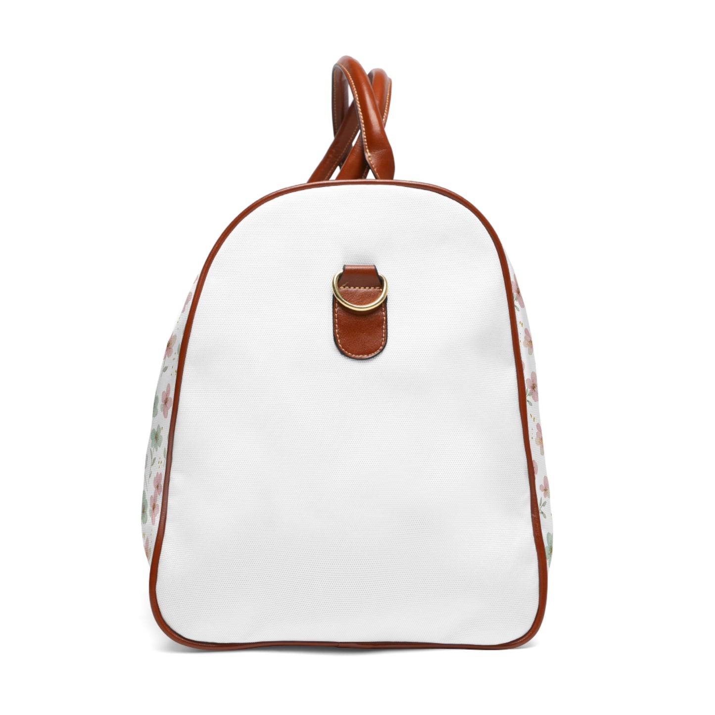 Floral Waterproof Travel Bag — Lightweight Duffle with Pink & Green Blossom Print