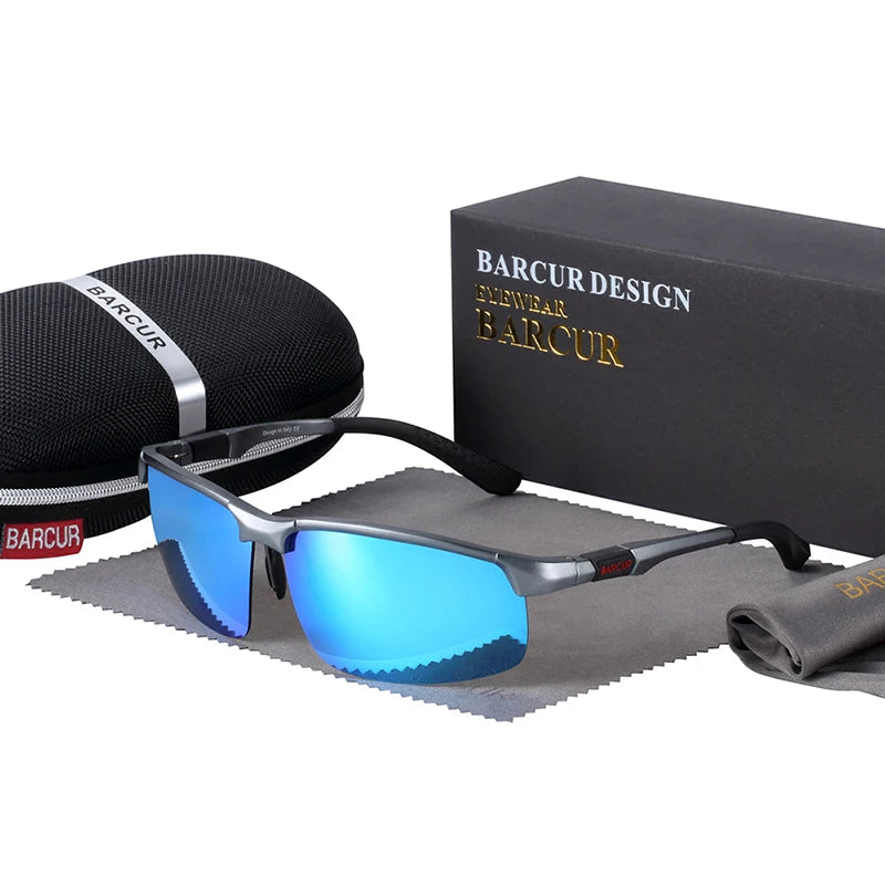 BARCUR Aluminium Magnisium Sport Sunglasses Polarized Light Weight Driving Glases Men Women