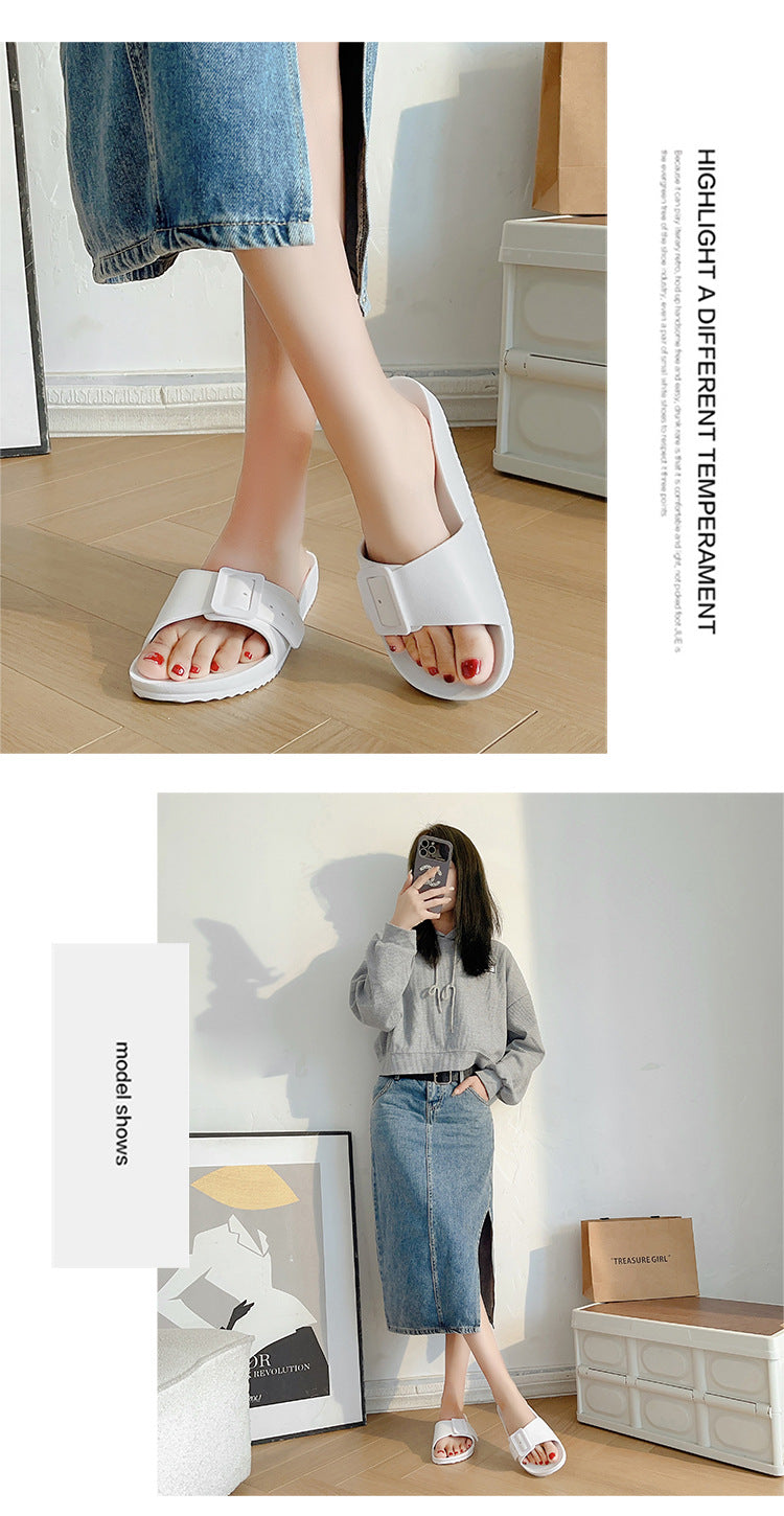 Slippers Women's New Korean Style Fashion Sandals Outer Wear Internet Celebrity Casual Home Slides Soft Bottom Comfortable Bucken Slippers