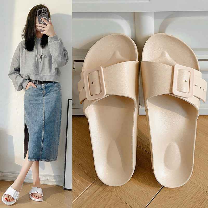 Slippers Women's New Korean Style Fashion Sandals Outer Wear Internet Celebrity Casual Home Slides Soft Bottom Comfortable Bucken Slippers