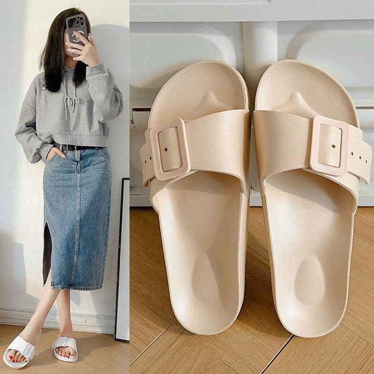Slippers Women's New Korean Style Fashion Sandals Outer Wear Internet Celebrity Casual Home Slides Soft Bottom Comfortable Bucken Slippers