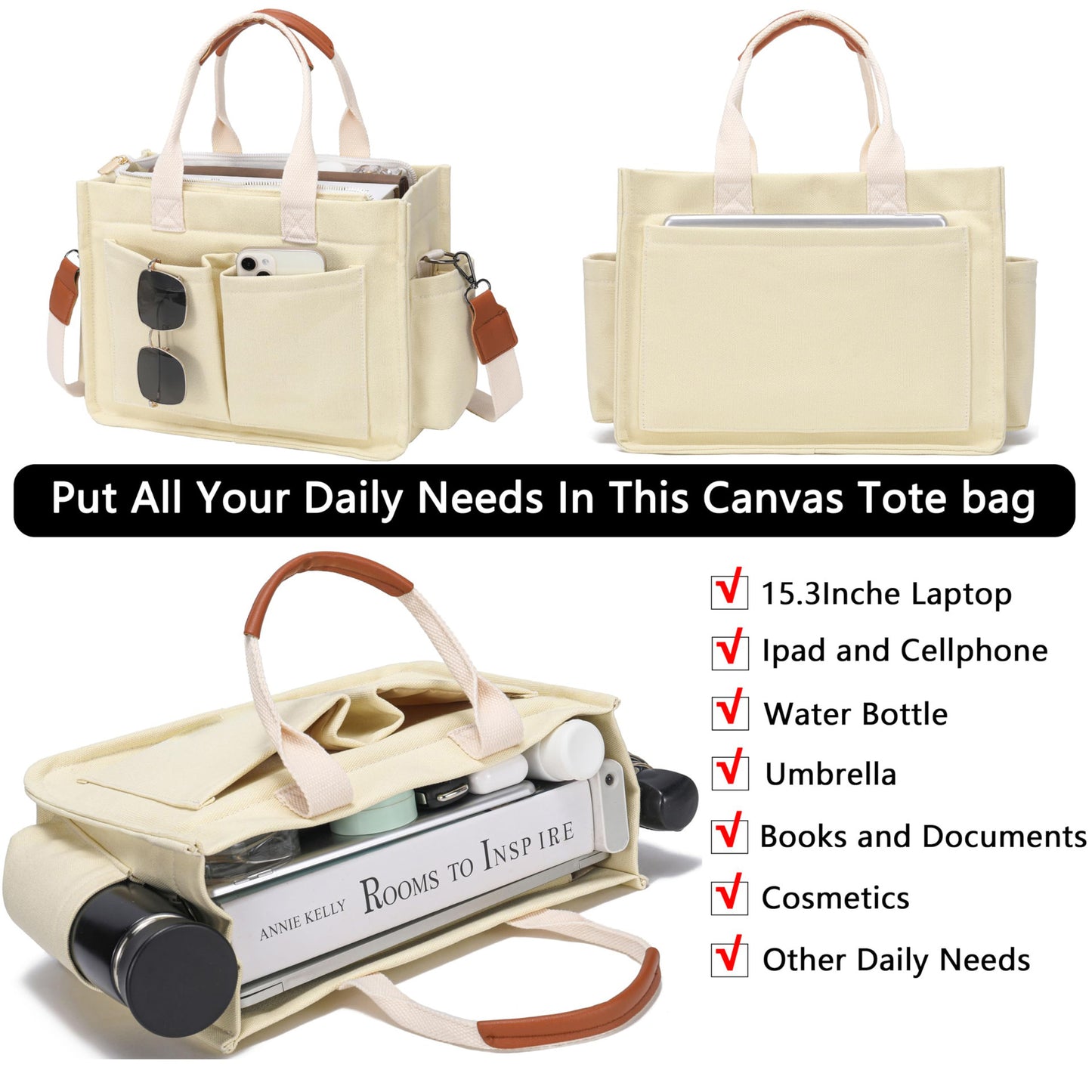 Amazon New Women's Large Canvas Handbag Laptop Crossbody Bag Mummy Bag Daily Bag Handbag