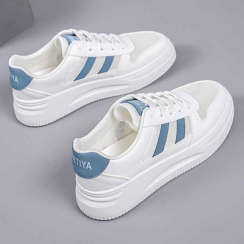 2026 Hot-Selling Spring and Autumn Lightweight White Sneakers with Leather Surface, Height-Increasing Soft Sole, Breathable Thick-Soled Sports Casual Shoes for Women