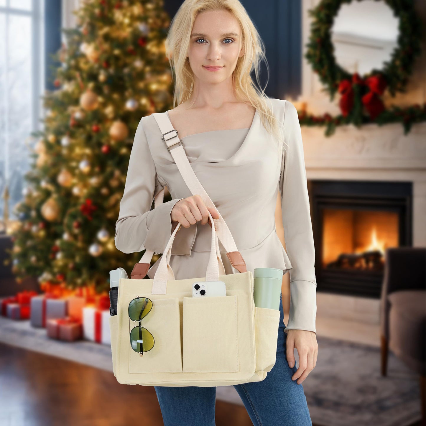 Amazon New Women's Large Canvas Handbag Laptop Crossbody Bag Mummy Bag Daily Bag Handbag