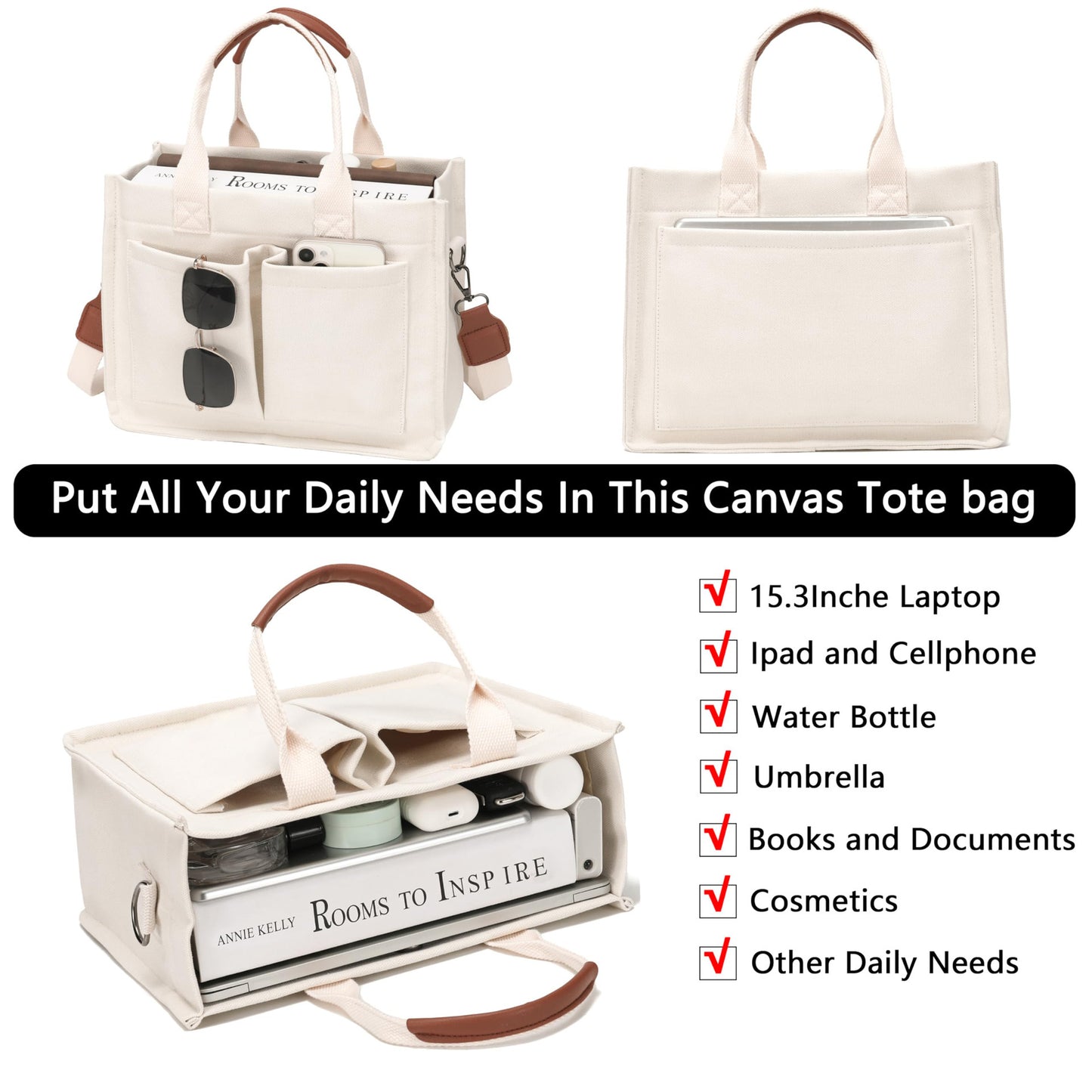 Amazon New Women's Large Canvas Handbag Laptop Crossbody Bag Mummy Bag Daily Bag Handbag