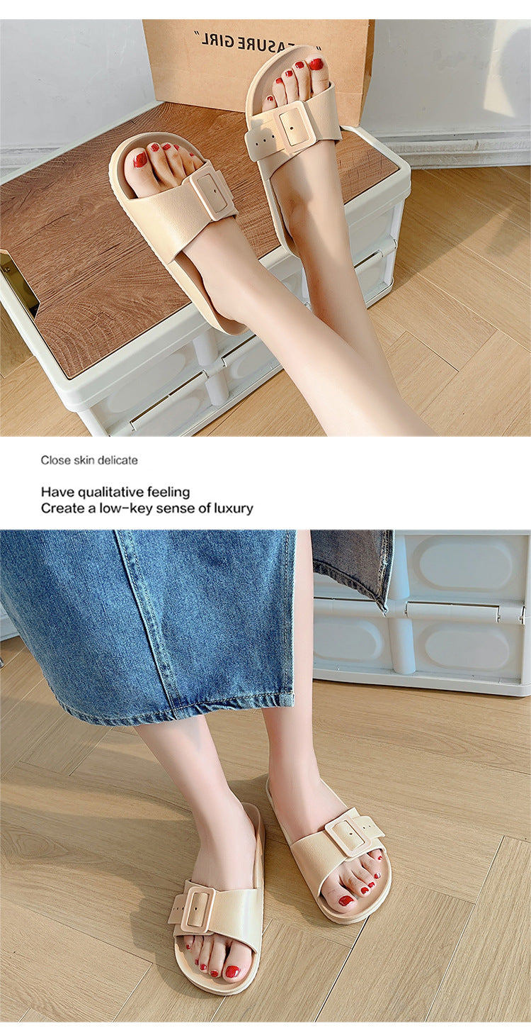 Slippers Women's New Korean Style Fashion Sandals Outer Wear Internet Celebrity Casual Home Slides Soft Bottom Comfortable Bucken Slippers
