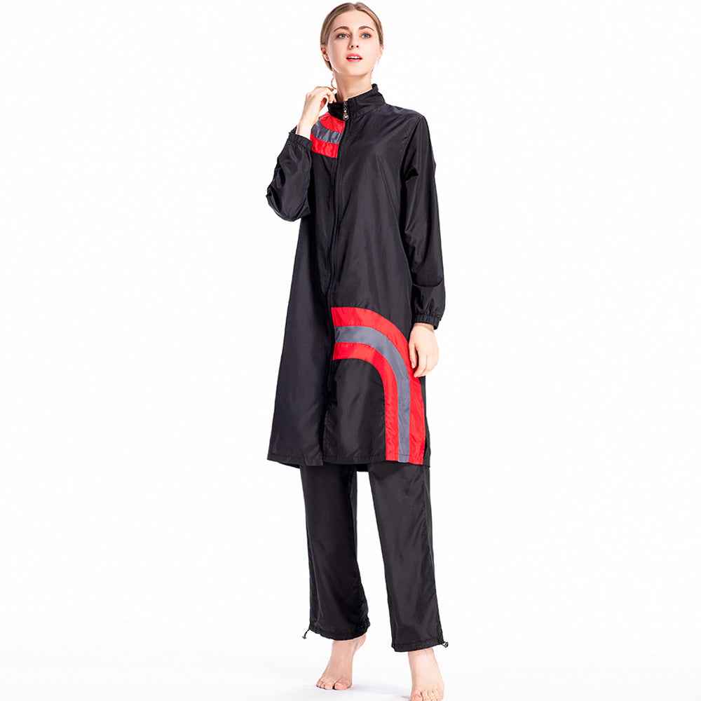 Conservative swimsuit suit women's sportswear large size loose zipper split stitching cross-border foreign trade hot S005