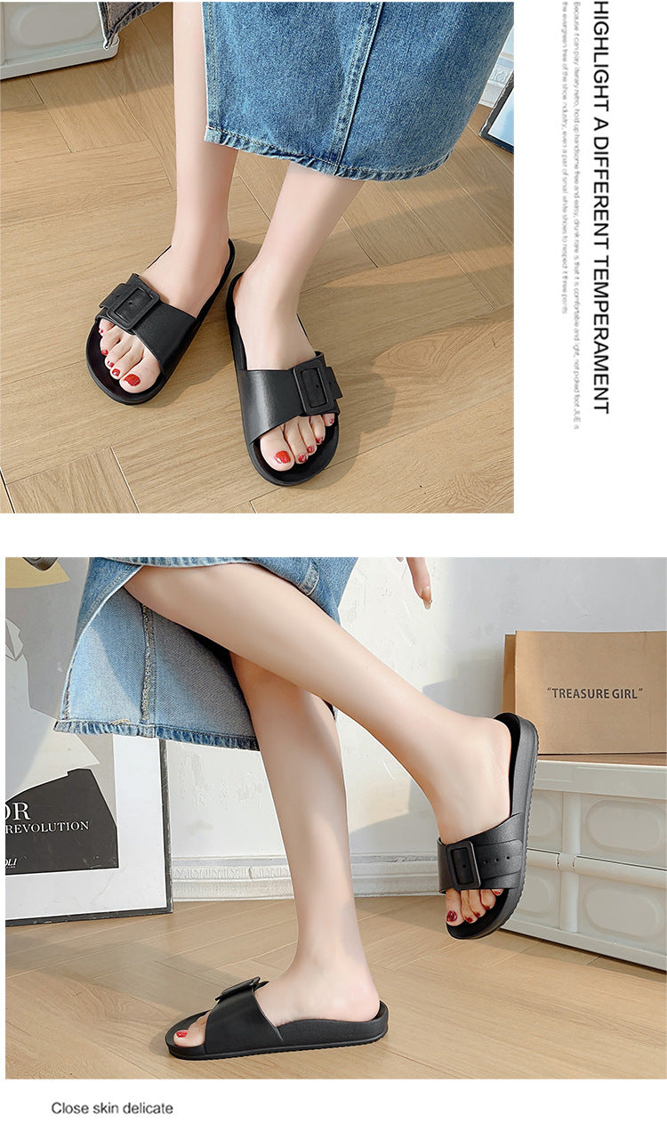 Slippers Women's New Korean Style Fashion Sandals Outer Wear Internet Celebrity Casual Home Slides Soft Bottom Comfortable Bucken Slippers