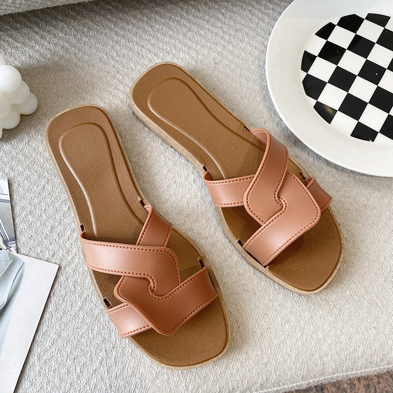 New Style Slippers for Women Summer Outer Wear K-Style Ins Popular Shrimp Skin Fashion Slippers Aliexpress Amazon Wholesale