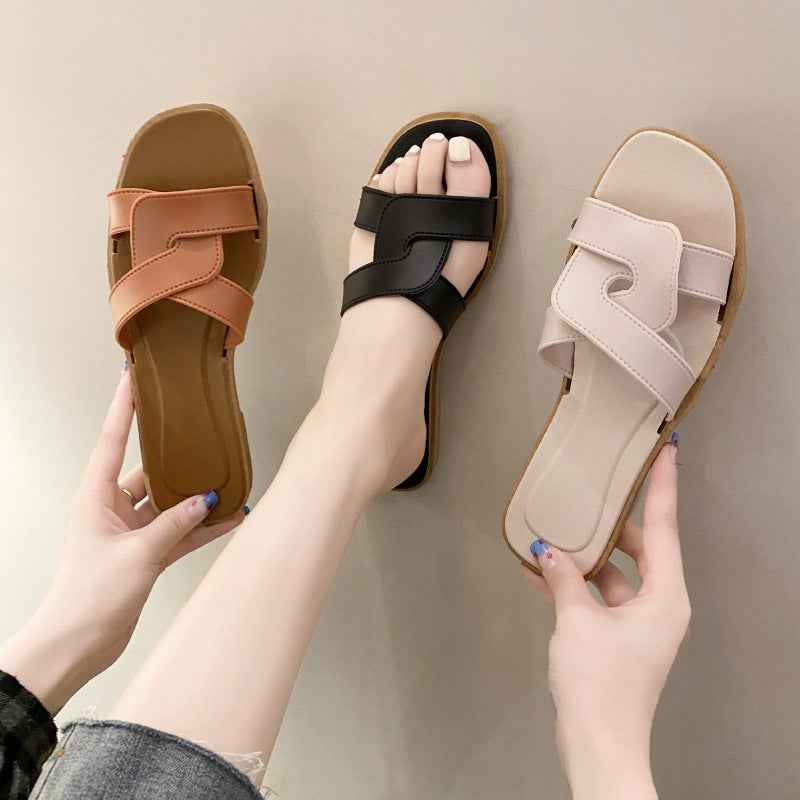New Style Slippers for Women Summer Outer Wear K-Style Ins Popular Shrimp Skin Fashion Slippers Aliexpress Amazon Wholesale