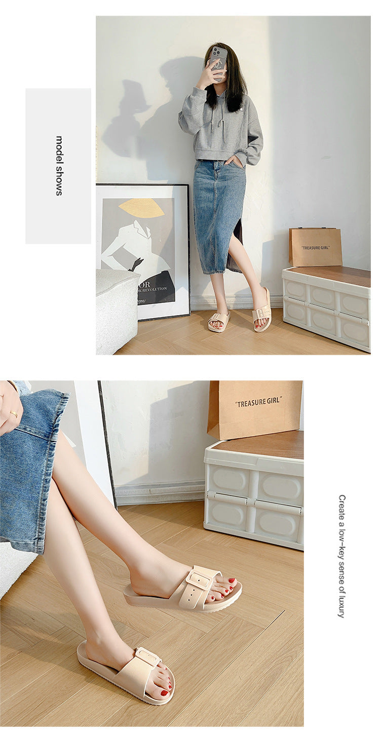 Slippers Women's New Korean Style Fashion Sandals Outer Wear Internet Celebrity Casual Home Slides Soft Bottom Comfortable Bucken Slippers