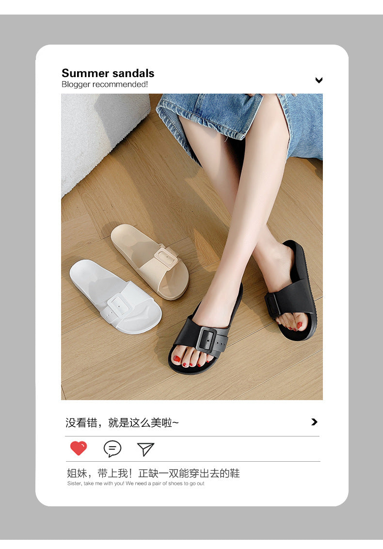 Slippers Women's New Korean Style Fashion Sandals Outer Wear Internet Celebrity Casual Home Slides Soft Bottom Comfortable Bucken Slippers