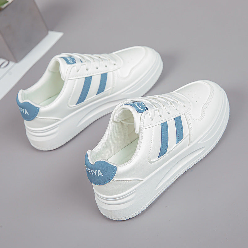 2026 Hot-Selling Spring and Autumn Lightweight White Sneakers with Leather Surface, Height-Increasing Soft Sole, Breathable Thick-Soled Sports Casual Shoes for Women