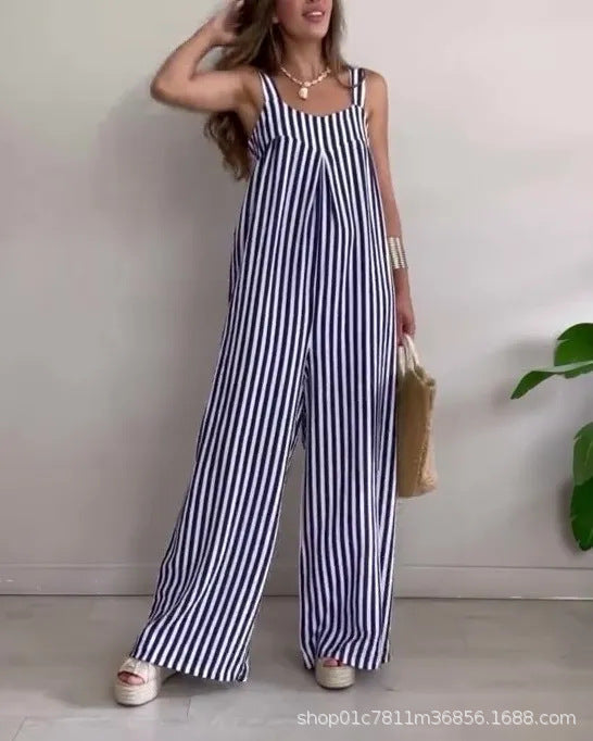 New Women's Clothing Casual Loose Striped Suspender Pants Women's Clothing