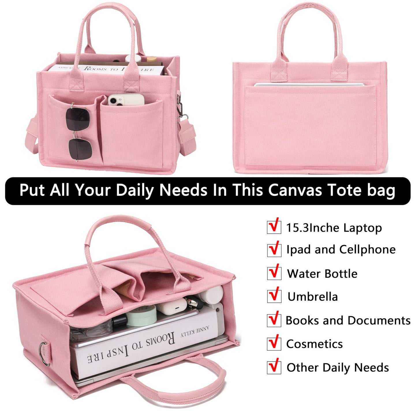 Amazon New Women's Large Canvas Handbag Laptop Crossbody Bag Mummy Bag Daily Bag Handbag