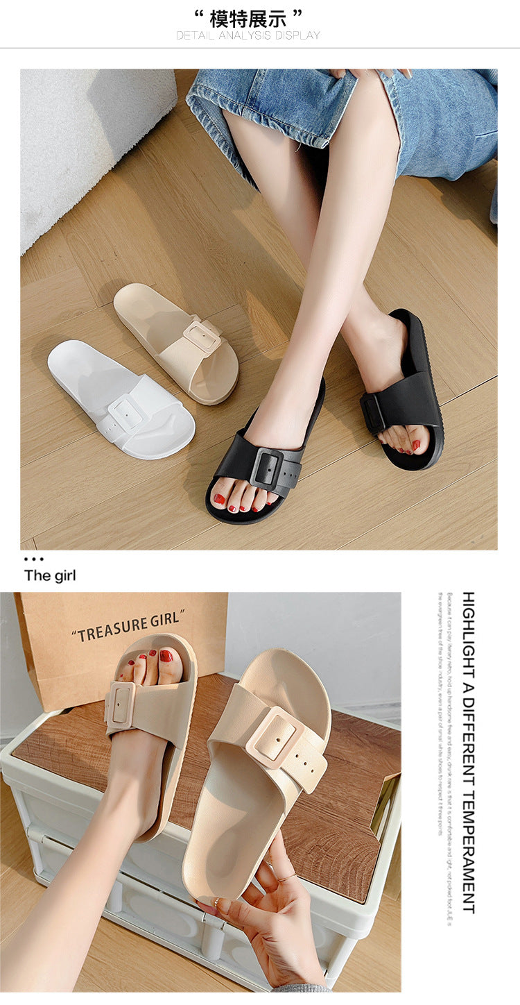 Slippers Women's New Korean Style Fashion Sandals Outer Wear Internet Celebrity Casual Home Slides Soft Bottom Comfortable Bucken Slippers