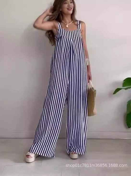New Women's Clothing Casual Loose Striped Suspender Pants Women's Clothing