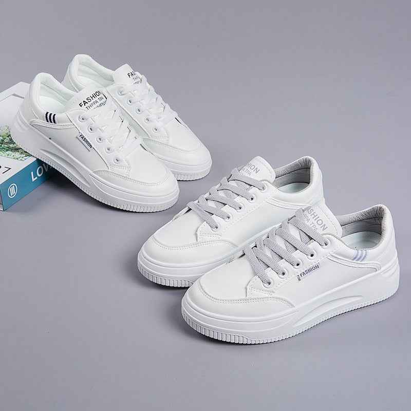 2026 Hot-Selling Spring and Autumn Lightweight White Sneakers with Leather Surface, Height-Increasing Soft Sole, Breathable Thick-Soled Sports Casual Shoes for Women