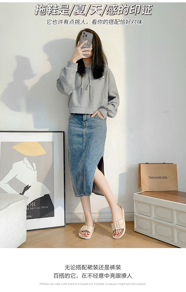 Slippers Women's New Korean Style Fashion Sandals Outer Wear Internet Celebrity Casual Home Slides Soft Bottom Comfortable Bucken Slippers