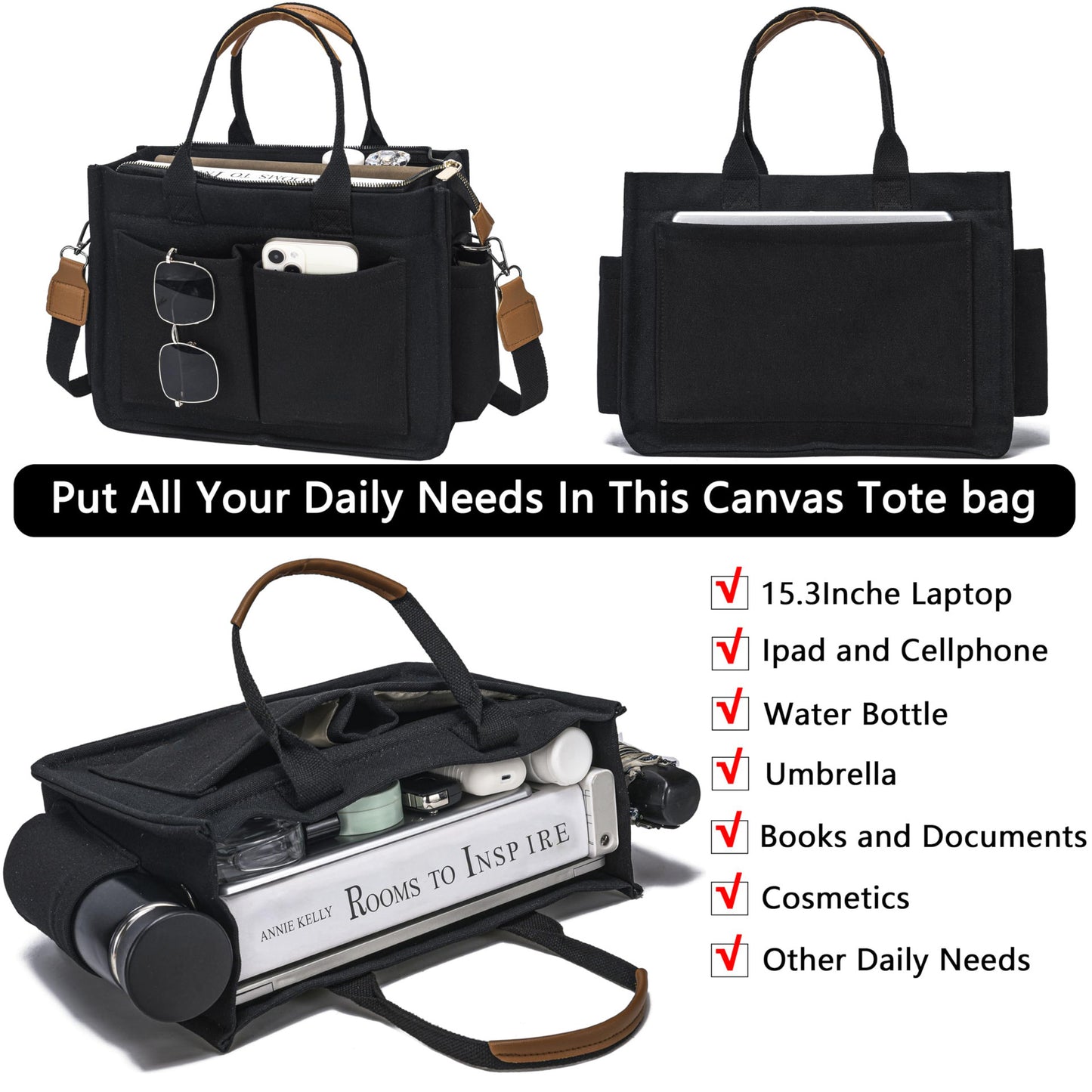 Amazon New Women's Large Canvas Handbag Laptop Crossbody Bag Mummy Bag Daily Bag Handbag