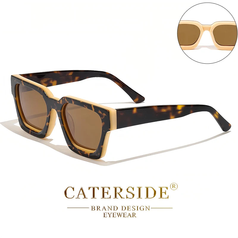 CATERSIDE Retro Polarized Square Sunglasses Men High Quality Acetate Frame Women Sun Glasses Driving Sports Oculos De Sol UV400