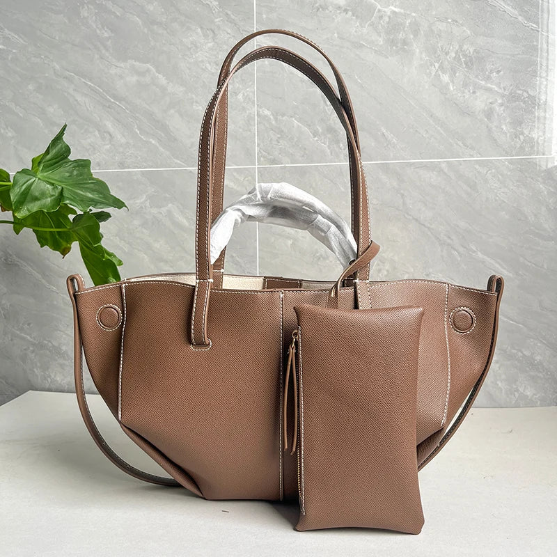 Luxury Genuine Leather Handbag Tote Bag For Women Cowhide Shoulder Bag Design Large Capacity Totes Top Handle Hobo Shopper Bag