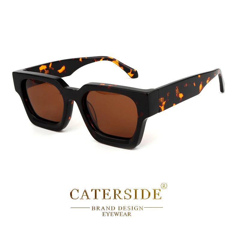 CATERSIDE Retro Polarized Square Sunglasses Men High Quality Acetate Frame Women Sun Glasses Driving Sports Oculos De Sol UV400