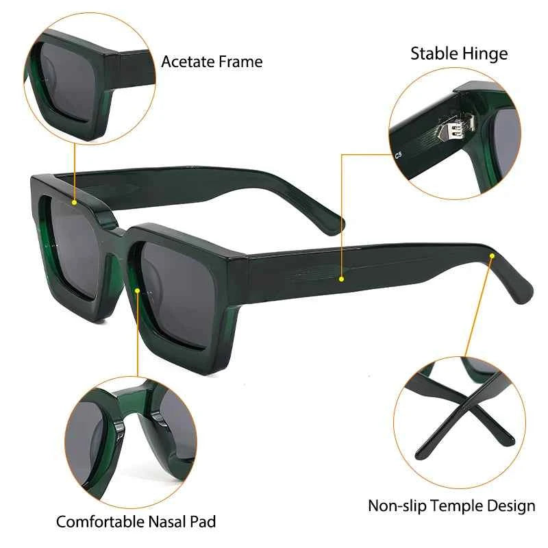 CATERSIDE Retro Polarized Square Sunglasses Men High Quality Acetate Frame Women Sun Glasses Driving Sports Oculos De Sol UV400