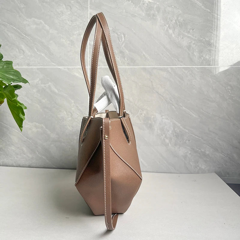 Luxury Genuine Leather Handbag Tote Bag For Women Cowhide Shoulder Bag Design Large Capacity Totes Top Handle Hobo Shopper Bag
