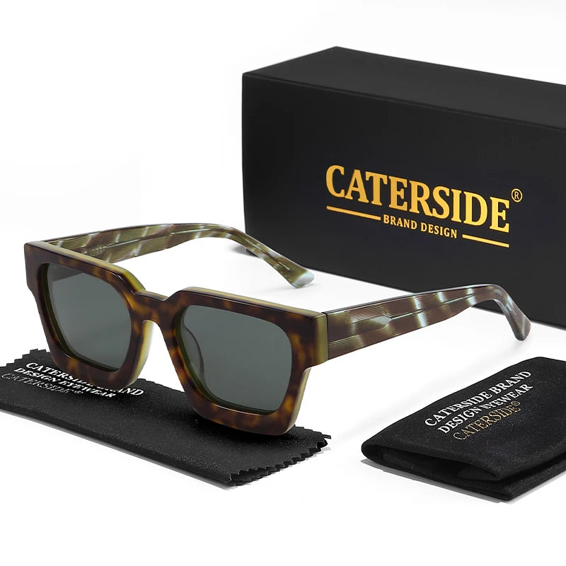 CATERSIDE Retro Polarized Square Sunglasses Men High Quality Acetate Frame Women Sun Glasses Driving Sports Oculos De Sol UV400