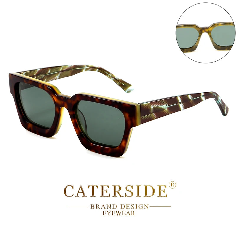 CATERSIDE Retro Polarized Square Sunglasses Men High Quality Acetate Frame Women Sun Glasses Driving Sports Oculos De Sol UV400