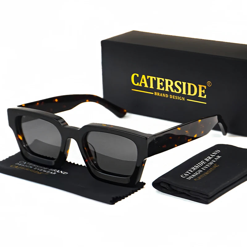 CATERSIDE Retro Polarized Square Sunglasses Men High Quality Acetate Frame Women Sun Glasses Driving Sports Oculos De Sol UV400