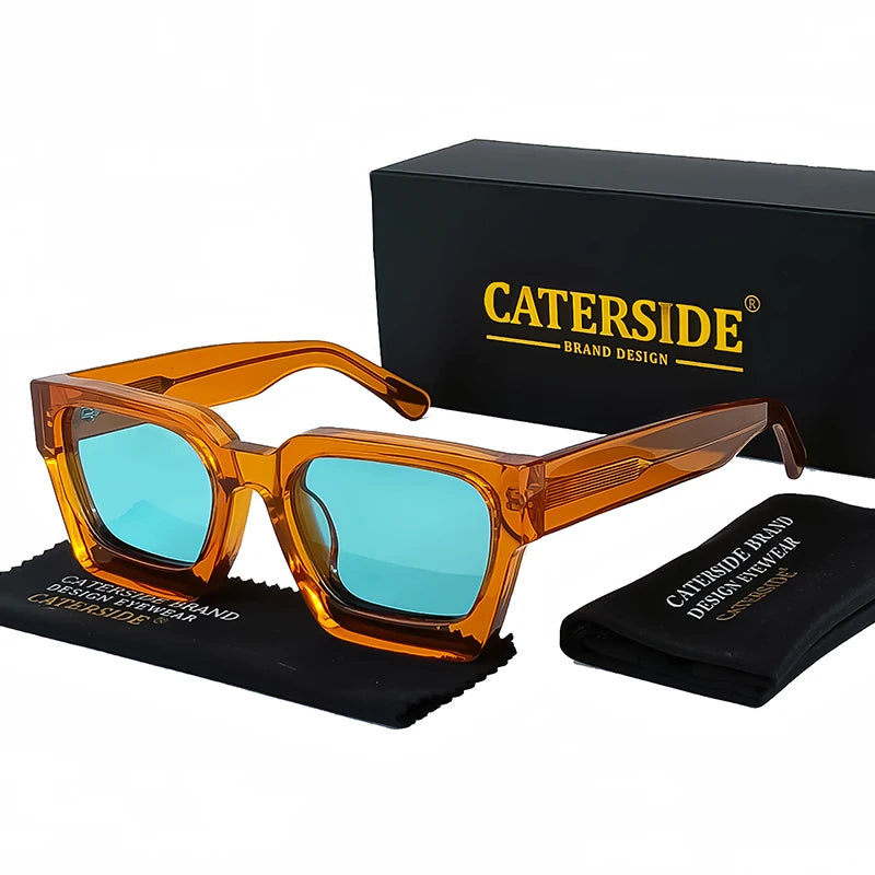 CATERSIDE Retro Polarized Square Sunglasses Men High Quality Acetate Frame Women Sun Glasses Driving Sports Oculos De Sol UV400