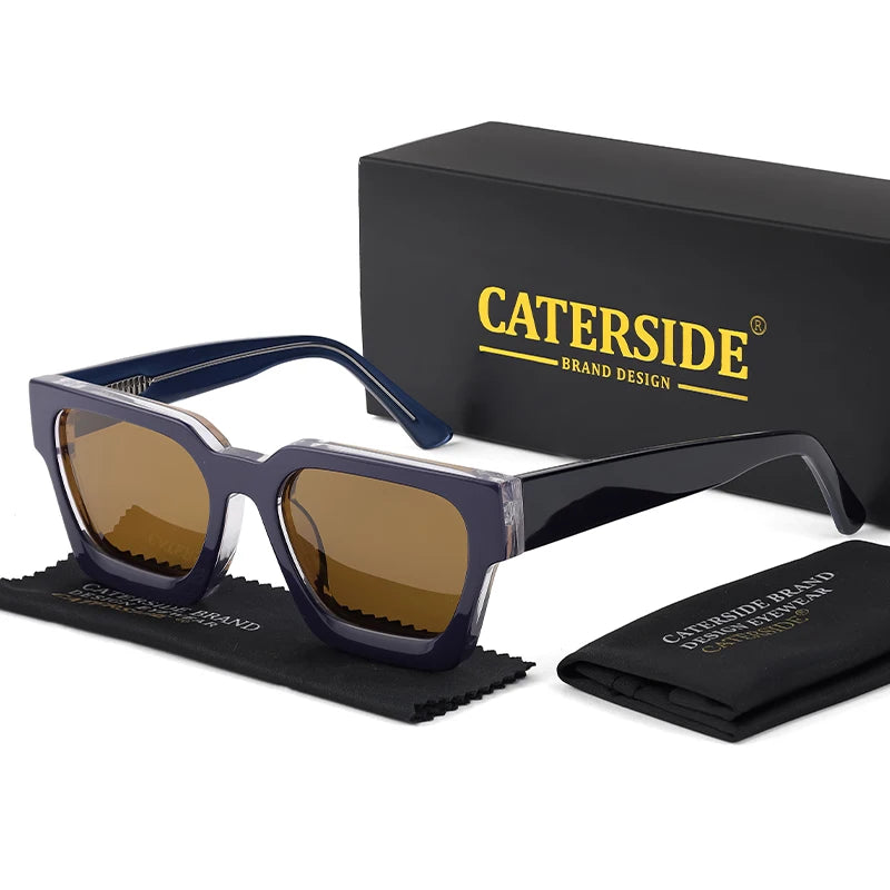CATERSIDE Retro Polarized Square Sunglasses Men High Quality Acetate Frame Women Sun Glasses Driving Sports Oculos De Sol UV400
