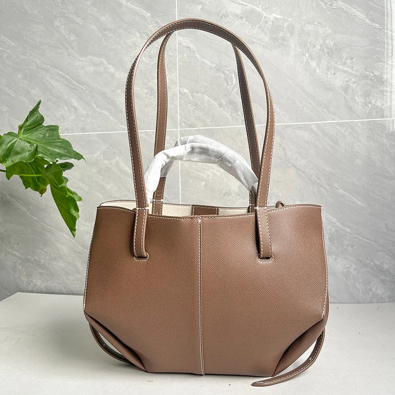 Luxury Genuine Leather Handbag Tote Bag For Women Cowhide Shoulder Bag Design Large Capacity Totes Top Handle Hobo Shopper Bag