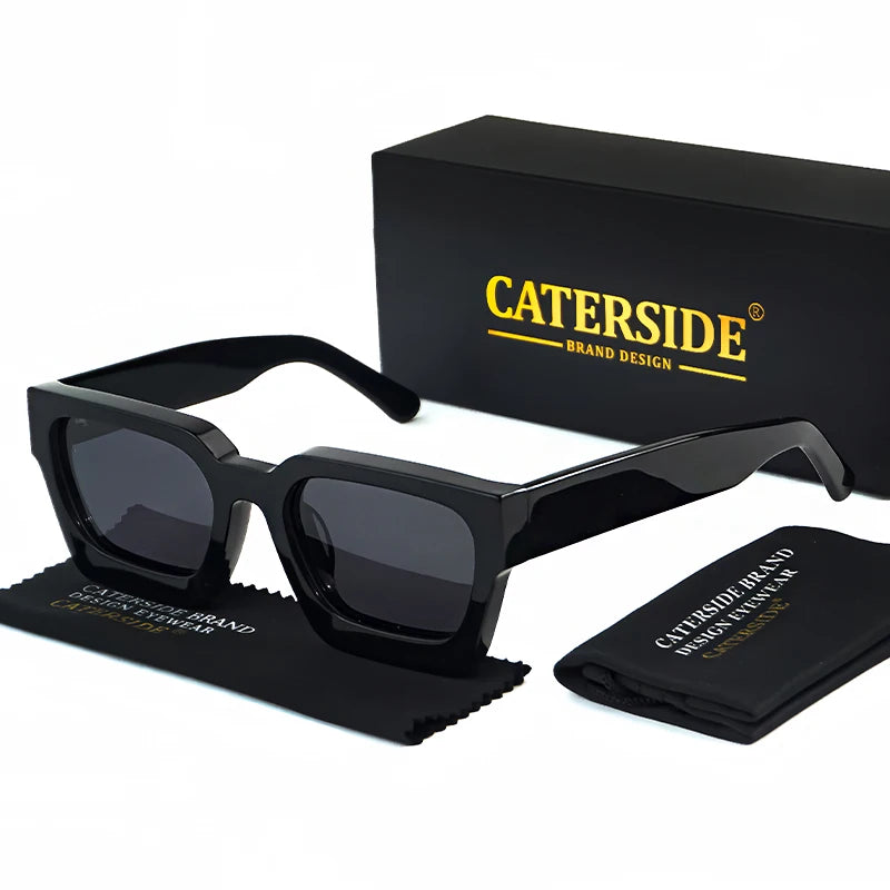 CATERSIDE Retro Polarized Square Sunglasses Men High Quality Acetate Frame Women Sun Glasses Driving Sports Oculos De Sol UV400