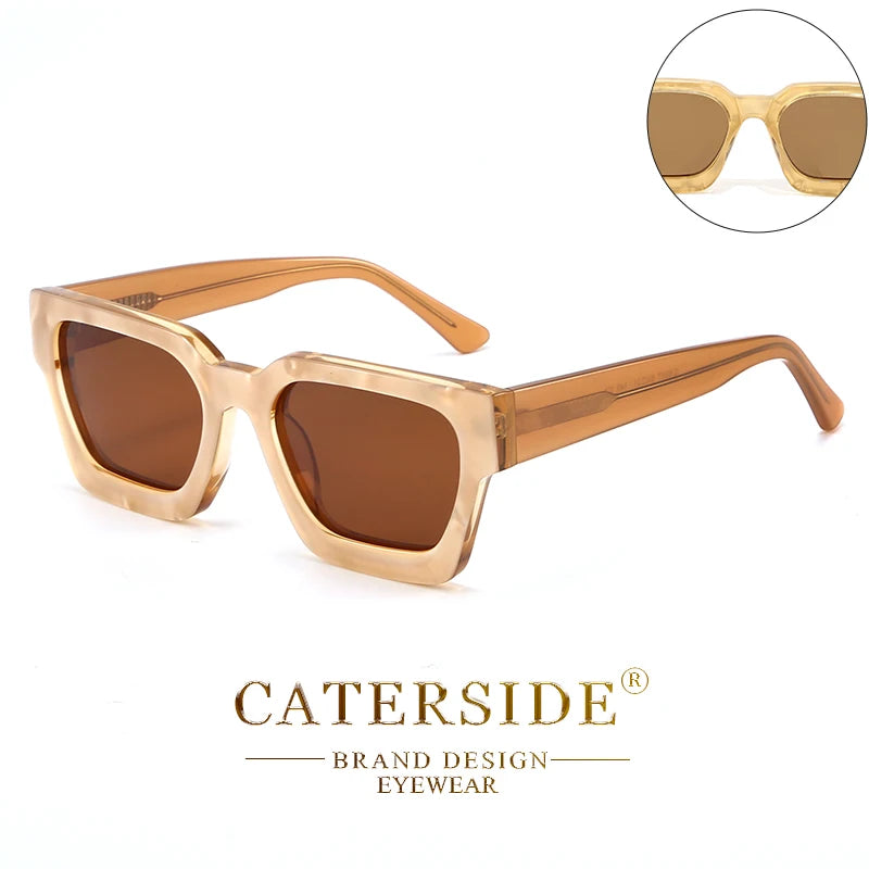 CATERSIDE Retro Polarized Square Sunglasses Men High Quality Acetate Frame Women Sun Glasses Driving Sports Oculos De Sol UV400