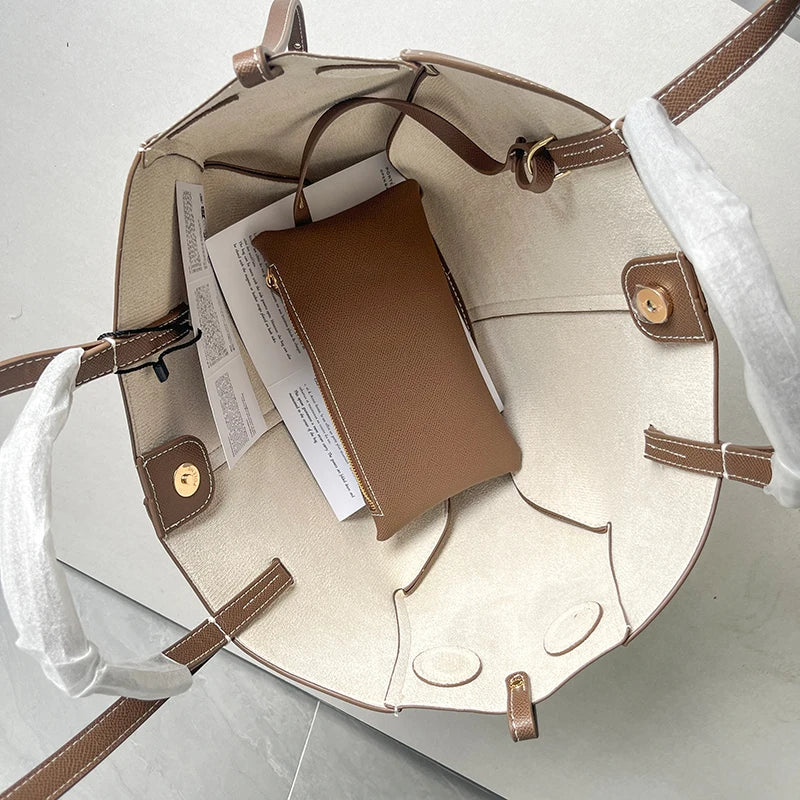 Luxury Genuine Leather Handbag Tote Bag For Women Cowhide Shoulder Bag Design Large Capacity Totes Top Handle Hobo Shopper Bag