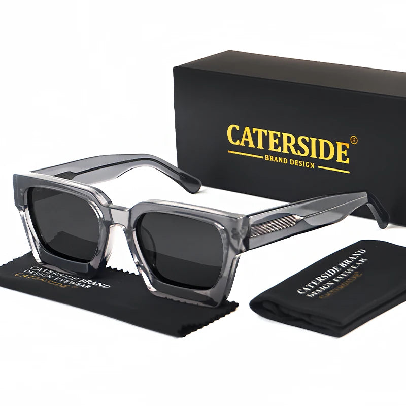 CATERSIDE Retro Polarized Square Sunglasses Men High Quality Acetate Frame Women Sun Glasses Driving Sports Oculos De Sol UV400
